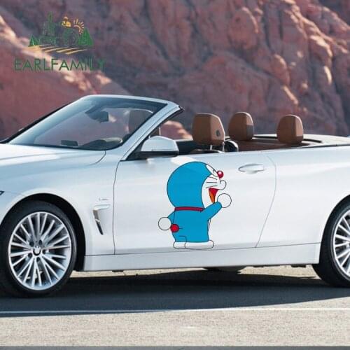 EARLFAMILY 43cm x 36.3cm For Doraemon Waterproof Car Stickers Vinyl Material Decal Personality Creative Occlusion Scratch Decor