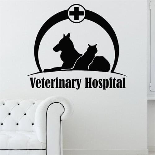 Wall Decal Pets Pet Veterinary Medicine Veterinary Clinic Design Grooming Salon Hospital Shop Cat Dog Vinyl Sticker Décor HY1474