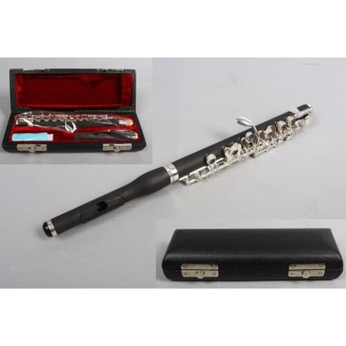 New Piccolo C key Rubber Wood Body Silver Plated Closed Hole Case