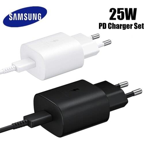 Samsung S20 Plus Super Fast Charger Original 25W Quick Charge Adapter Type C To Type C Cable For Galaxy S20+ Note 10 Plus A71 5G