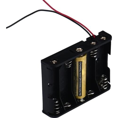 Box Holder For 2/4/5x AA Black With Wire Leads Plastic Battery Storage Case NEW aa battery holder power bank case compartment