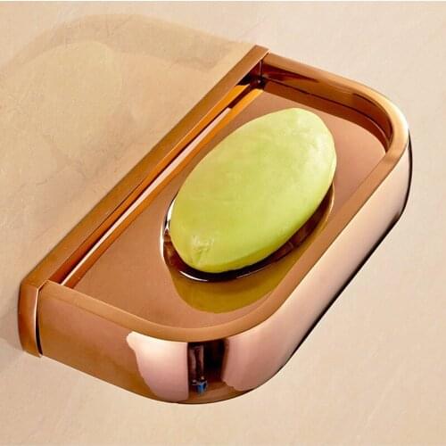 Rose Gold Square Soap Dishes Bathroom Wall Mounted Shower Soap Holder Bath Accessory KD702