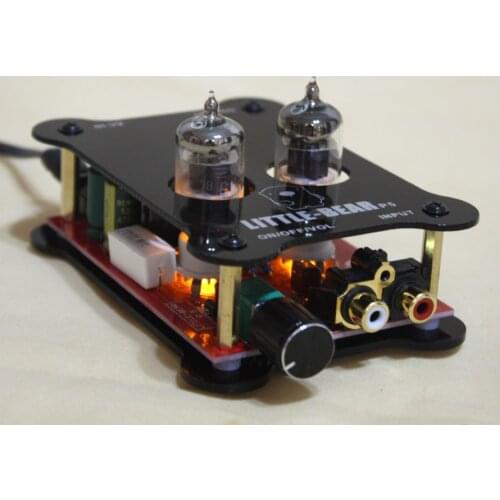 With power supply Black 6J1 HiFi stereo tube valve Preamp Preamplifier amplifier