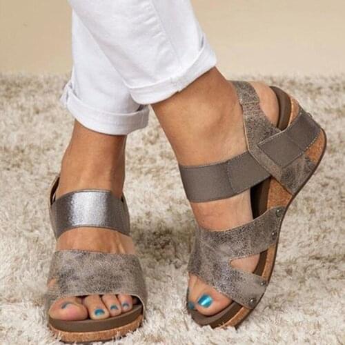 Summer Womens Ladies Fashion Round Toe Wedges Platform Casual Shoes Sandals Summer Plus Size Wedge Wedge Sandals