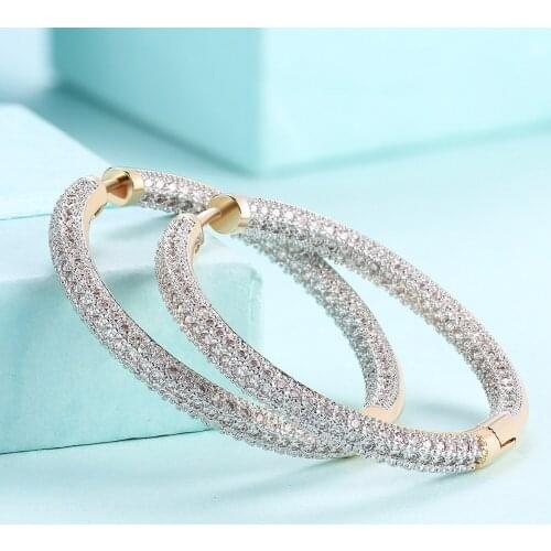 One Pair Female Zircon Earrings Fashion Round Set Rhinestoneear Exaggeration Earring Woman Accessories Birthday Gift