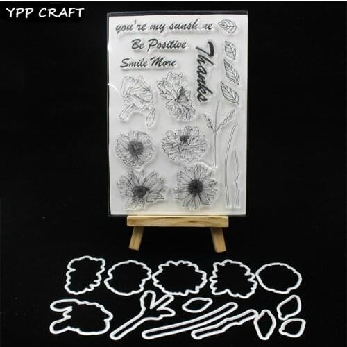 YPP CRAFT Sunflowers Stamp And Metal Cutting Dies for DIY Scrapbooking/photo album Decorative Embossing DIY Paper Cards