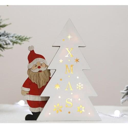 LED Light Christmas Tree, Wooden Hanging Ornaments, Wood Crafts, Kids Gift, Christmas Party Decorations for Home 2022christmas