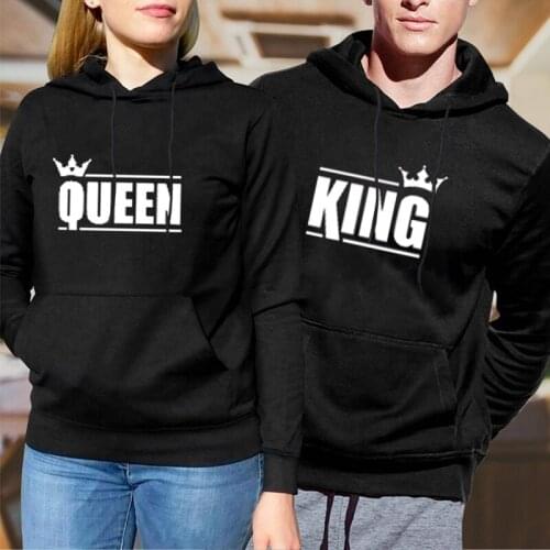 Women Men Lovers Sweatshirt Couple Hoodies Chritsmas Costumes Lovers Couples QUEEN KING Xmas