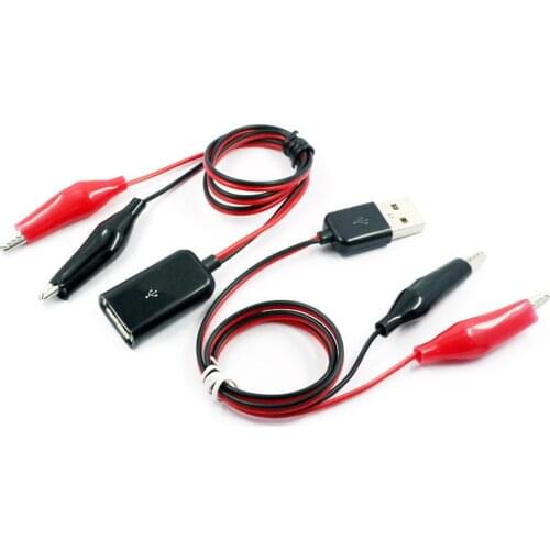 USB 2.0 Alligator Clips Crocodile Wire Male Female to USB Tester Detector DC Voltage Meter Ammeter Capacity Power Meter Monitor