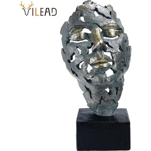 VILEAD Creative Abstract Statue Resin Mask Figurines Home Decor Living Room Desktop Decoration Office Ornaments Desk Accessories