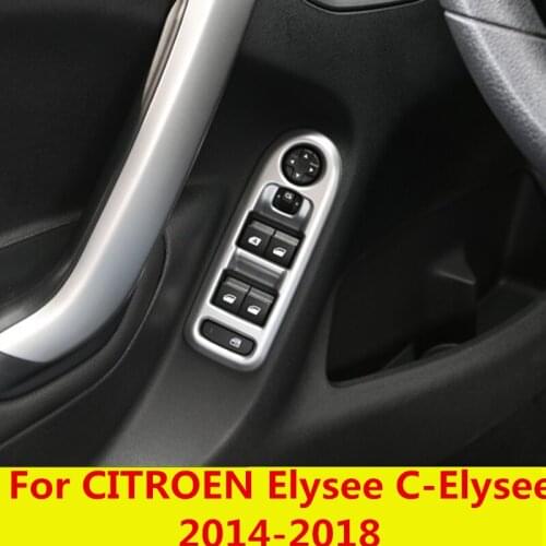 Inner Door Window Lift Button Switch Panel Cover Trim Interior decoration Auto Accessories For CITROEN Elysee C-Elysee 2014-2018