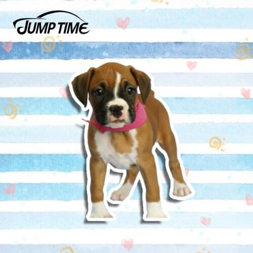 Jump Time 13cm x 10.1cm For Boxer Dog Pet Sticker Laptop Decal Sticker DIY Car Styling Auto Motor Decoration Car Accessories