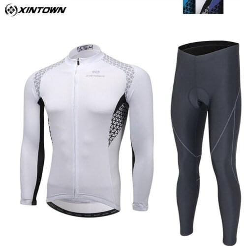 XINTOWN PRO Winter Mens Cycling Clothing Ropa Ciclismo Long Sleeve Jersey Bike Riding Sports Outdoor Cycling Trousers Bib Pants