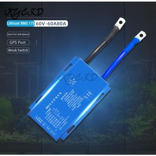 Li-ion BMS 17S 60V 60A 80A Lithium 18650 Battery Charge Protection Board with Balance/Same Port/Weak Current Socket For E-bike