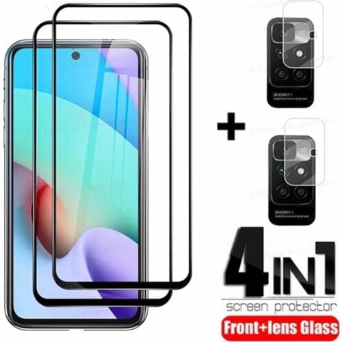 4in1 Protective Glass For Xiaomi Redmi Note 10 10S 9 Pro Max Screen Protector Tempered Camera Lens Film For Xiaomi Redmi10 Cover
