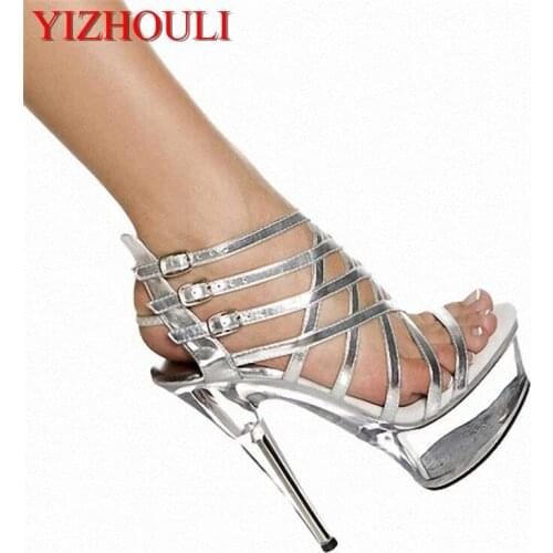 Female shoes fashion sexy 15cm strappy high-heeled shoes platform open toe 6 inch rome high-heeled sandals