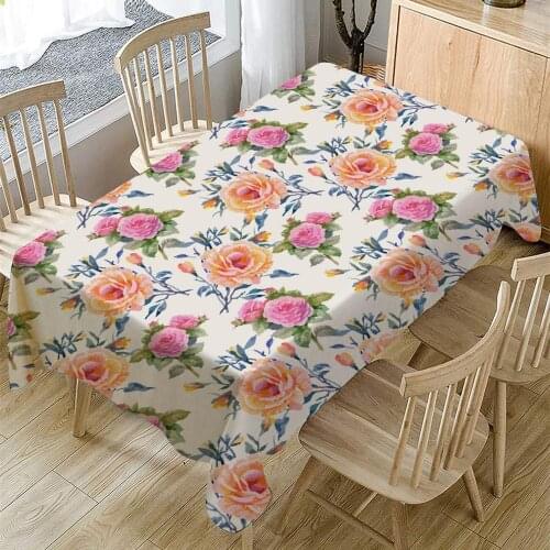 Flowers Tablecloth Oilproof Waterproof Rectangular Table Cloth Hotel Family Banquet Party Tablecloth