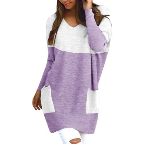 Pocker Sweater Womens Sexy Causal Long Sleeve Sweater Sweatshirt Baggy V Neck Knitted Jumper Patchwork jersey punto mujer