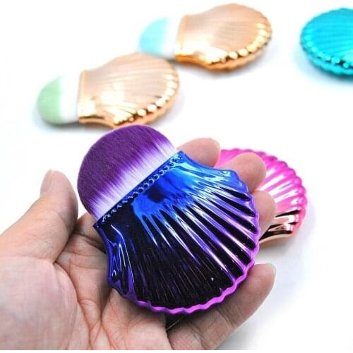 1 Pcs Set 3D Mermaid Makeup Brush Rainbow Shell Single Makeup Brush Foundation Contour Brush Fish Brush Random Color