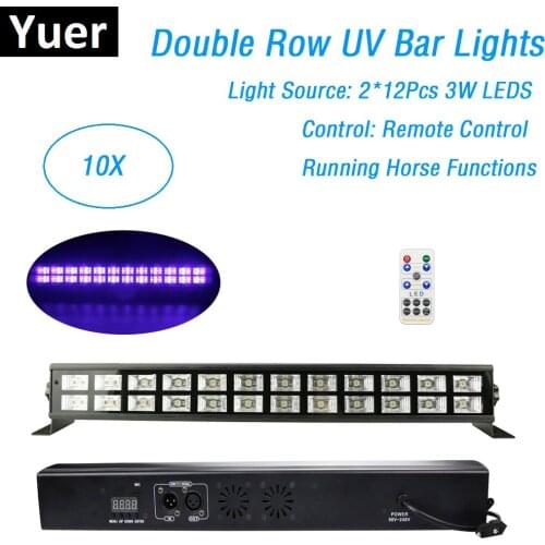 10 Units 24X3W UV Color Stage Black Light Led Bar Remote Control DMX Stage Lighting Effect Disco Xmas Party Indoor Dj Lights