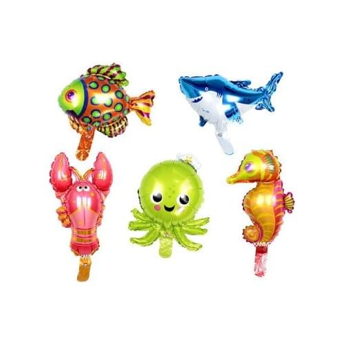 10PCS 25*45CM Ocean Animal Balloons Birthday Party lobster octopus Fish Air Inflatable Balaos Decor Ocean Theme Supplies Toys
