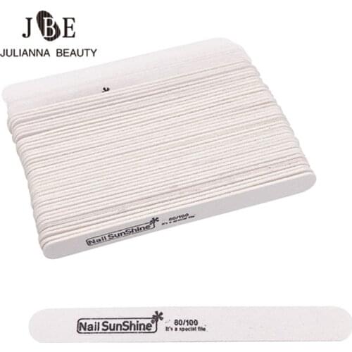 100Pcs Wood Nail File 80/100 Strong Thick Professional Disposable Double Side Nail Art Sanding Buffer Files Manicure UV Gel Tips