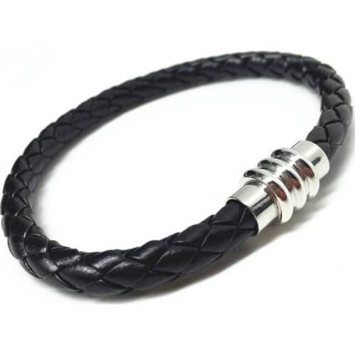 2016 Fashion Handmade Punk Vintage Magnet Buckle PU Leather Bracelets Cuff Bangles Men Jewelry Accessories