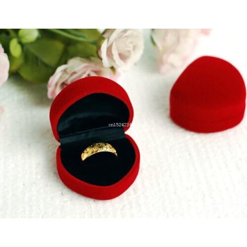 500pcs Heart Shaped Carrying Cases Display Box Jewelry Packaging Mini Cute Red Ring Box For Rings 4.3*4.8*3.3 Wholesale