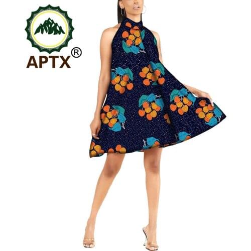 African Women Clothing Ankara Style Above Knee Sleeveless Loose Floral Sexy Skirt Straight Fashion Colorful Batik Pure Cotton