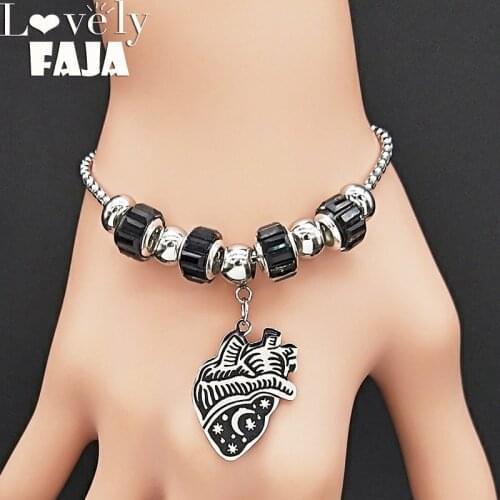 2020 Fashion Heart Stainless Steel Chain Bracelet for Women Silver Color Bracelets Jewelry acero inoxidable joyeria mujer B18544