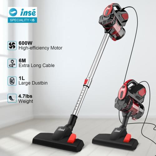 INSE Household Corded Vacuum Cleaner 18Kpa Power Suction Car Vacuum Cleaner Vertical Clean Vacuum Cleaner Handheld Aspiradora