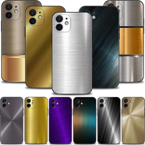 Dark Brushed Metal Texture Pattern Phone Case For iPhone 11 12 Pro Max 12 Mini X XR XS Max 6s 7 8 Plus SE 2020 Shockproof Cover