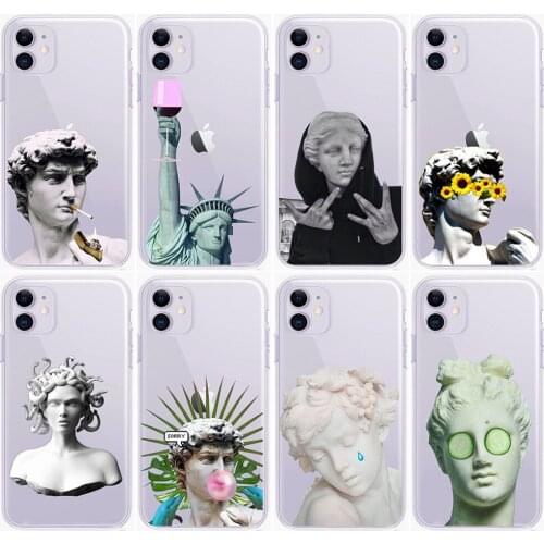 David Art phone case statue Aesthetics Phone Case for iPhone 11 12 X 8 7 6 6S Plus for iPhone 11Pro XS MAX SE XR TPU Back Cover