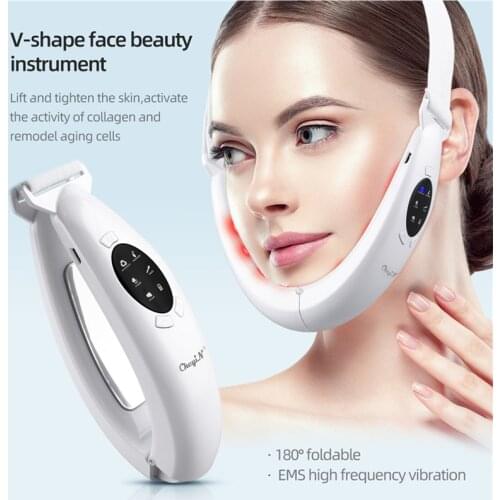 CkeyiN EMS Face Life Chin V-Shape Face Lifter Double Chin Removal Face Massager skin Lift Up LED Light beauty Care Beauty Tools