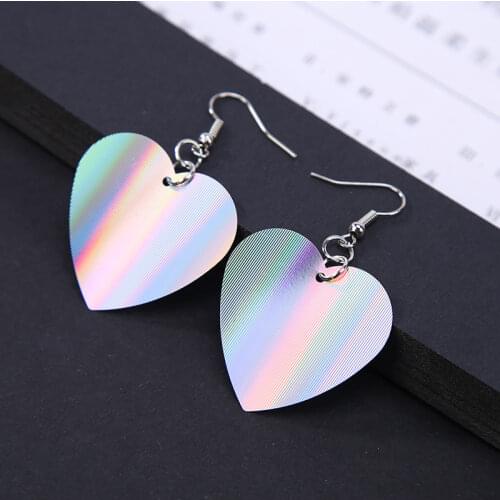 Light Heart Pendants Dangle Earrings Gradient Color Hook Earrings for Women aretes de mujer Unusual earrings 2021 pendientes