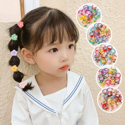 Children Cute Acrylic Cartoon Flower Fruit Scrunchies Rubber Bands Baby Girls Lovely Elastic Hair Bands Kids Hair Accessories