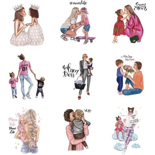 Mum Heat Transfer Iron On Transfers Mom DIY For Parent-Child Thermo Stickers T-Shirt Patches For Clothes Baby Parches Applique