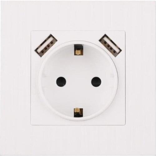 Electrical Wall Socket Double USB Port 220-250V 16A Socket Power Outlet