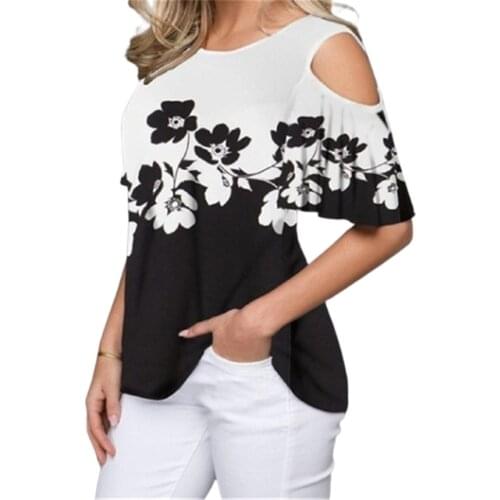 Off Shoulder Short Sleeve Women T-Shirts Flower Print Fashion Tee 5XL Large Size Casual Tops Female High Street Basic T-Shirt