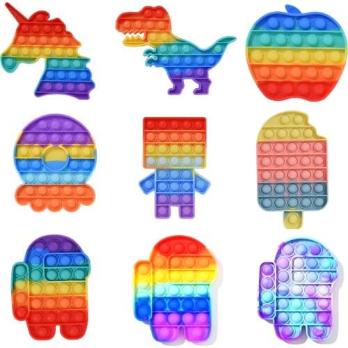 Fidget Reliver Stress Toys Rainbow Push Bubble Antistress Toys Sensory Toy To Relieve Autism Free Shipping