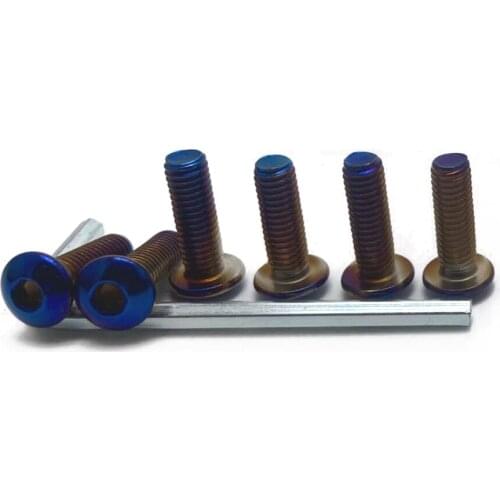 JQTUNING-Burnt Titanium Blue Steering Wheel Bolts Aluminum Racing Car Screw Bolts 6PCS A Set