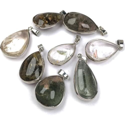 Drop-shaped Natural Stone Bulk Stone Made Of Green Aquatic Agates Pendant DIY Jewelry Gift Size 15x30-18x35mm