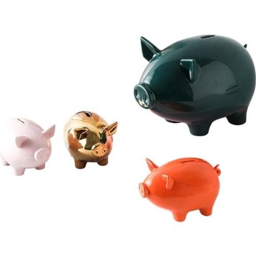Ceramic Piggy Bank Money Boxes Storage Kids Toys pig statue crafts for Home Decor