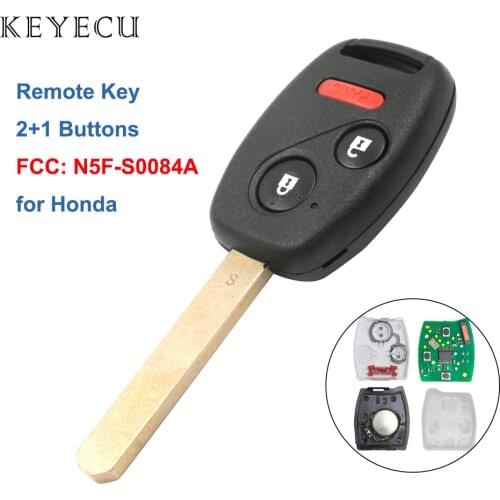 Keyecu New Keyless Entry Remote Key 2+1 Buttons Fob for Honda Civic 2006 2007 2008 2009 2010 2011 2012 FCC: N5F-S0084A