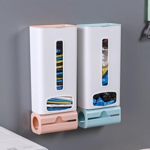 No Drlling Kitchen Storage Box Wall Hanging Design Super Sticky Trash Bag Storage Box Creative Kitchen Accessories