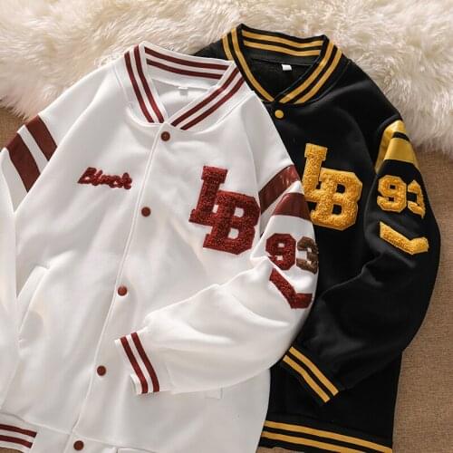 Harajuku Single Breasted Jacket Women Long Sleeve Embroidery Oversized Bomber Jacket Baseball Uniform Loose Basic Coat Outerwear