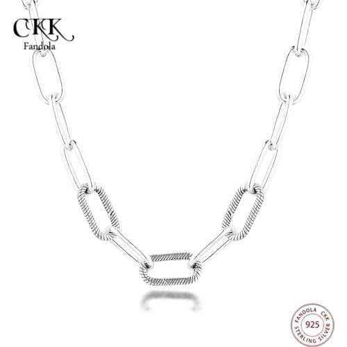 Me Link Necklace Pendant 925 Sterling Silver Chain Necklaces for Women Fashion Jewelry Making collier femme 2020