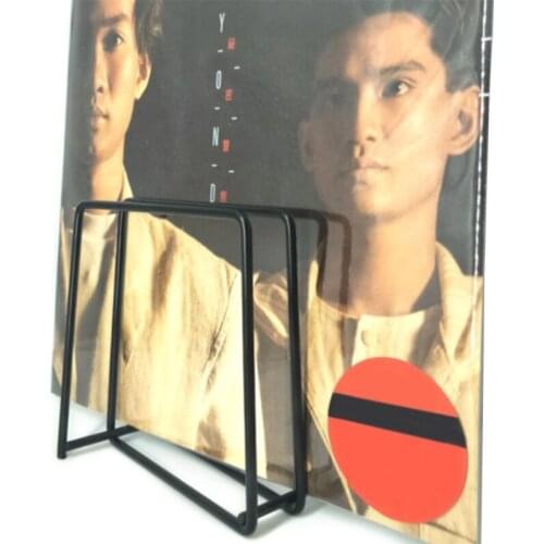 K92F Book Magzine Holder Multifunction Desk Record Shelf Organizer Home Office Square Iron Storage LP Record Rack