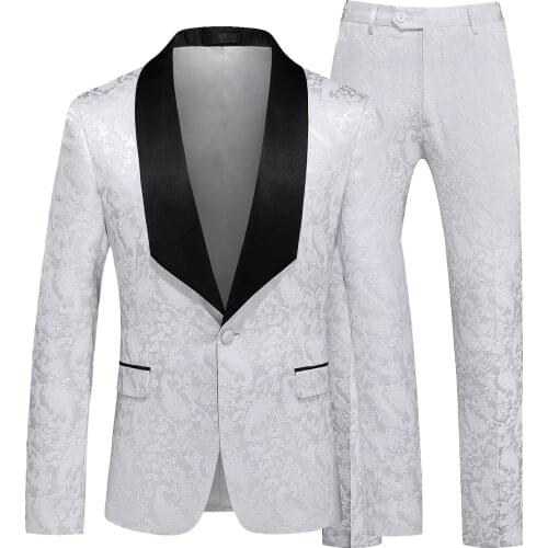 Marriage Men Suit Groom Party Jacket Toursers Two Pieces Set New Fashion Big Size 62 6XL White Pink Black Red Royal Blue Suit