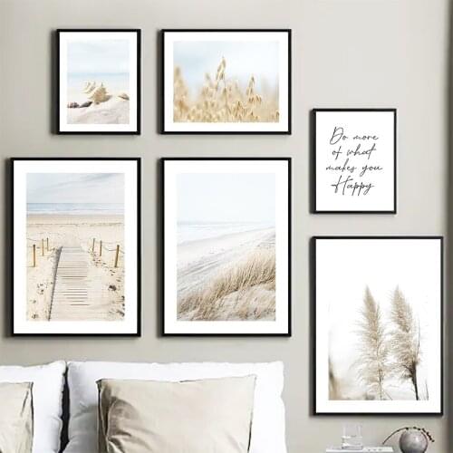 Beach Sand Reed Conch Bridge Quotes Wall Art Canvas Painting Nordic Posters And Prints Wall Pictures For Living Room Home Decor